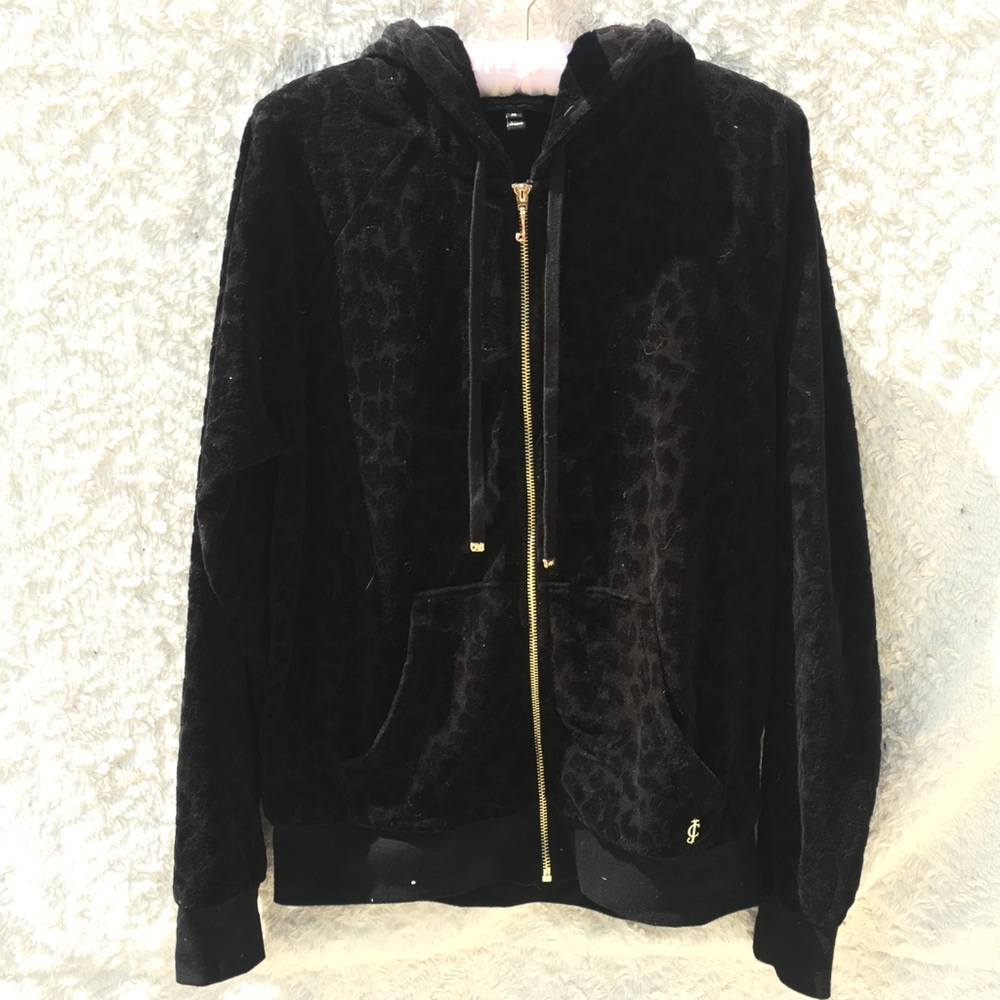 Juicy couture medium black leopard velour jacket